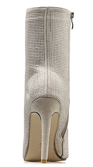 Insulated Snow Boots Women Rhinestone Stretch Fabric Sock Boots Sexy Bling Pointed Toe High Heel