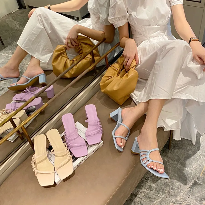 Bubble Slides Women Slippers Sexy High Heels Outdoor Slides Women Summer Shoes Sandals Heels Female Square Toe Slipper Designer Brand Slippers