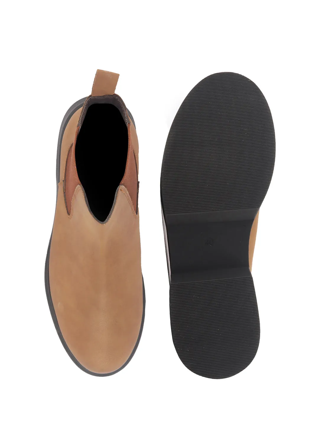 Women Tan Height Enhancer Flared Heel High Ankle Top Winter Chelsea Boots|Work Boot|Memory Cushioned Footbed Work Boots Springfield Mo