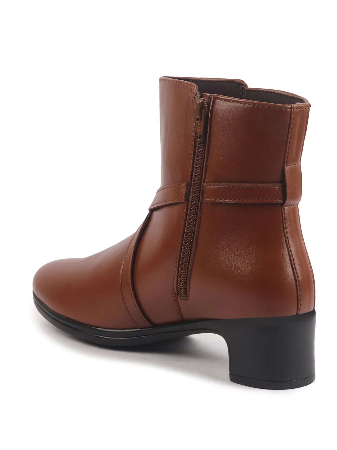 Toe Protectors For Work Boots Women Tan High Ankle Elegant Slip On Winter Boots|Flared Heel Casual Shoes for Work|Office