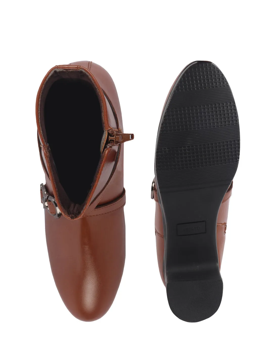 Best Oil For Leather Work Boots Women Tan High Ankle Elegant Slip On Winter Boots|Flared Heel Casual Shoes for Work|Office