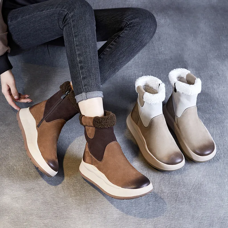 Firefly Snow Boots Women Thick- Soled Color Block Warm Fleece Snow Boots