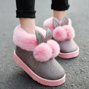 Women winter boots 2018 lovely rabbit ears soft fur warm snow boots Snow Boots Seattle