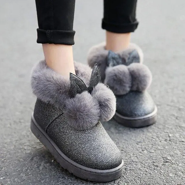 Blondo Sport Snow Boot Women winter boots 2018 lovely rabbit ears soft fur warm snow boots