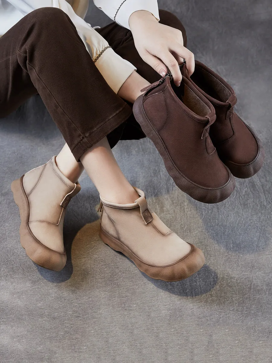 Women Winter Genuine Leather Back Zipper Flat Boots Adidas Taekwondo Shoes Jennie