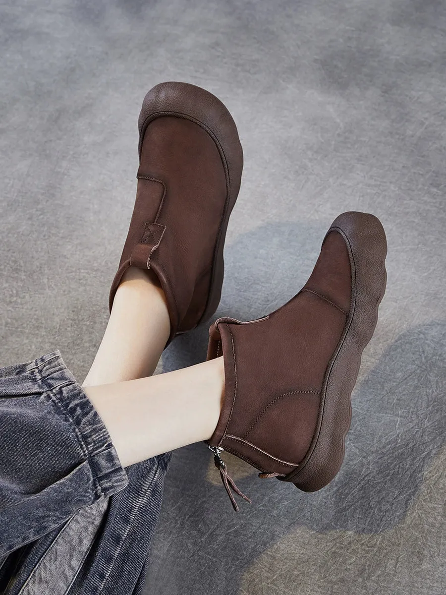 Women Winter Genuine Leather Back Zipper Flat Boots Adidas X Speedflow 3 Indoor Soccer Shoes