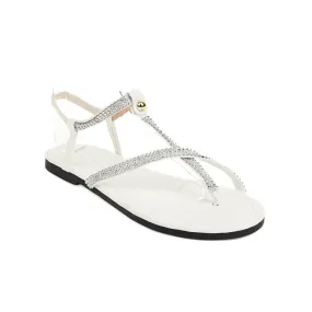 Women's Bling Bling Round Toe Rhinestone Flat Sandals Ballet Flat Shoes With Strap