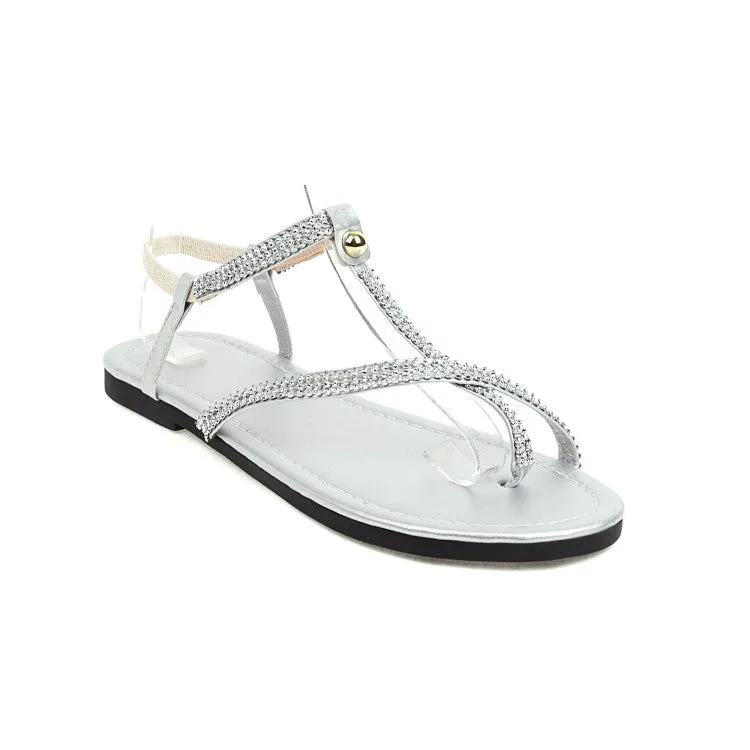 Best Running Shoe For Overpronation And Flat Feet Women's Bling Bling Round Toe Rhinestone Flat Sandals