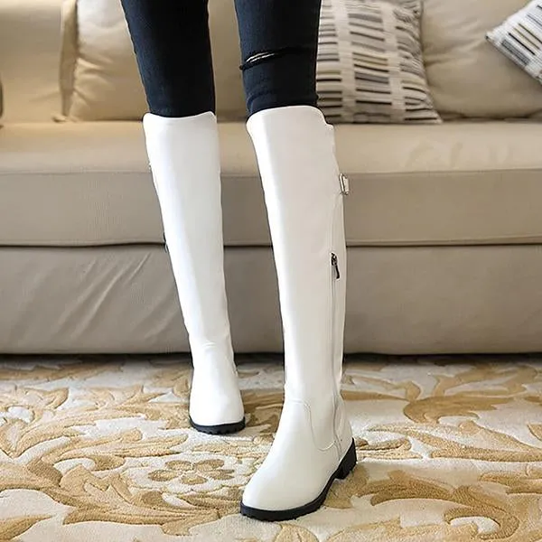 Women's Casual Belt Buckle Motorcycle Boots Tall Rider Boots 58177064S Adidas Youth Wrestling Shoes