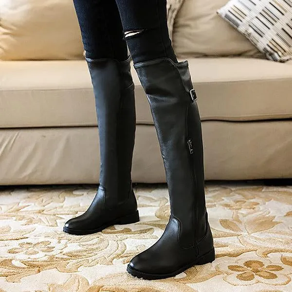 Adidas Campus Adv Skate Shoes Women's Casual Belt Buckle Motorcycle Boots Tall Rider Boots 58177064S