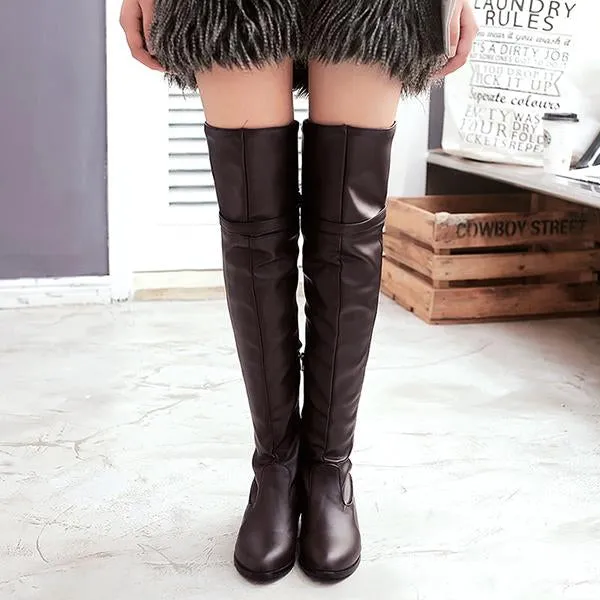 Women's Casual Round Toe Flat Over-the-Knee Rider Boots 77289697S Adidas Sportswear Shoes