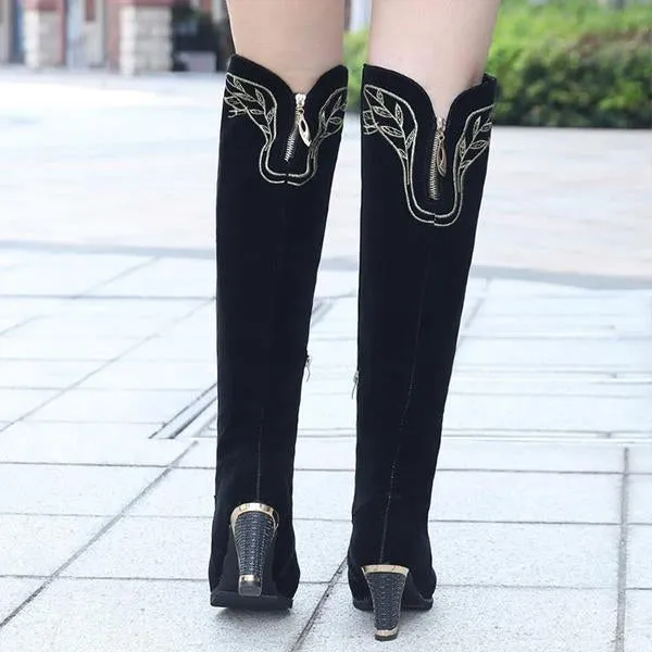 Women's Casual Simple Thick Heel Over-the-Knee Boots 08363257S Adidas Bike Shoes