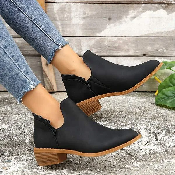 Shoes Like Adidas Samba Women's Chunky Heel Elastic Ankle Boots 03172041C