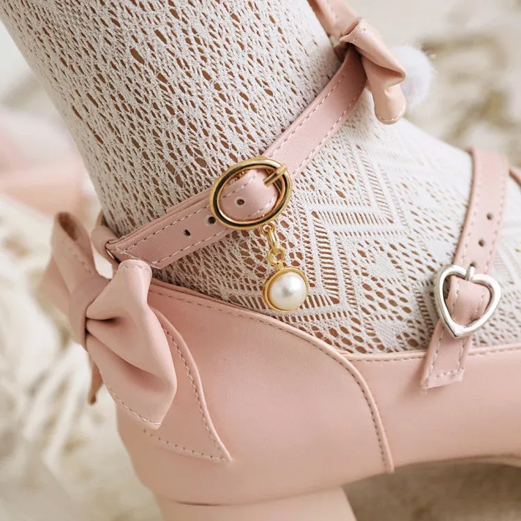 High Heel Shoe Clipart Women's Chunky Heel Pumps Mary Janes Shoes with Bowtie