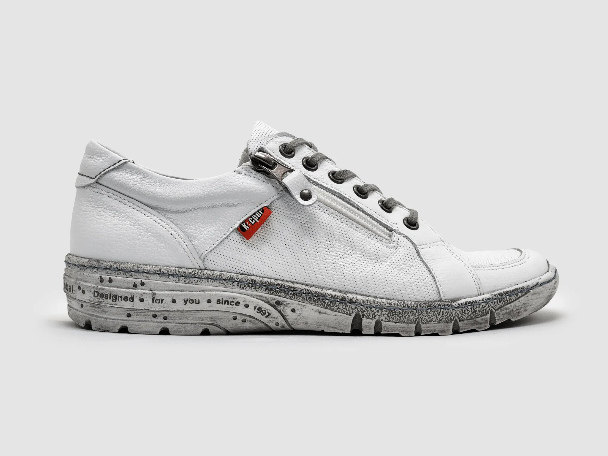 Women's Everyday Zip-Up Leather Shoes - White Asics Shoes Trainers