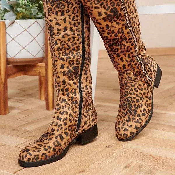 Adidas Tempo Running Shoe Without Carbon Plate Women's Fashion Leopard Zipper Knee Boots 74247014S