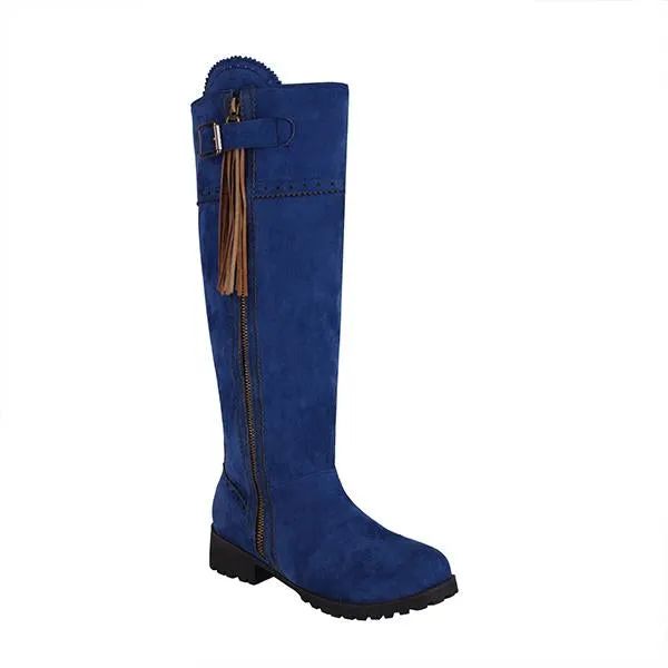 Adidas Indoor Cycling Shoes Women's Fashion Suede Tassel Buckle Knee-High Boots 96780666S