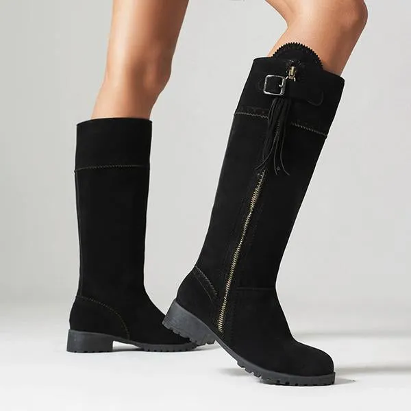 Adidas Easy Shoes Women's Fashion Suede Tassel Buckle Knee-High Boots 96780666S