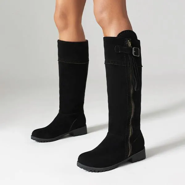 Women's Fashion Suede Tassel Buckle Knee-High Boots 96780666S Adidas Gazelle Arsenal Shoes