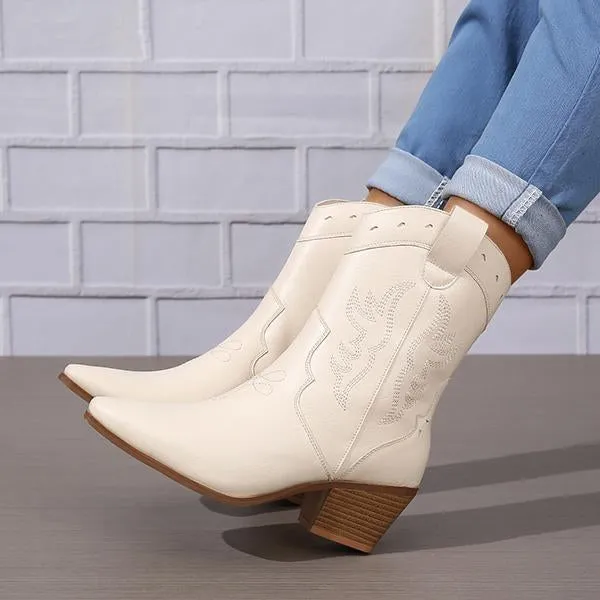 Women's Fashionable Embroidered Carved Block Heel Low Boots 70725632S Adidas Brogue Shoes