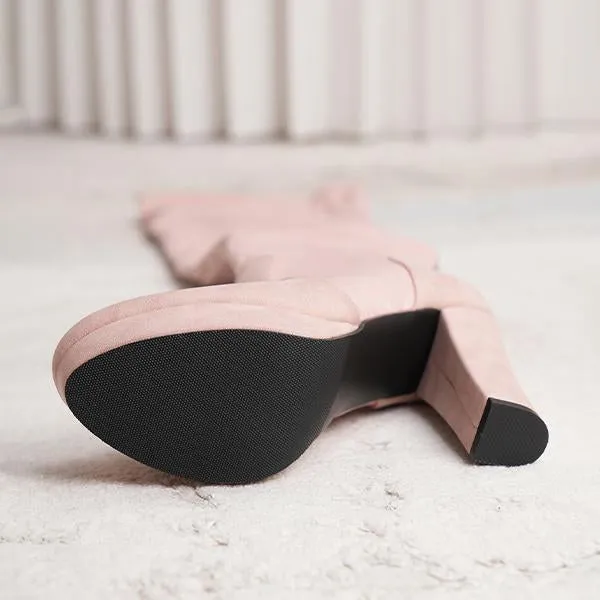 Adidas Shoes Promo Code Women's Fashionable Suede Stitching Chunky Heel Over-the-Knee Boots 59295590S