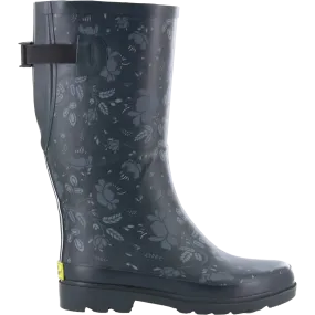 Women's Floral Adjustable Tall Rain Boot Gray Rain Boots