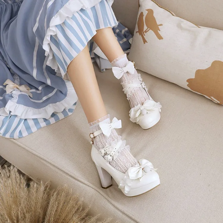 Women's High Heel Platform Pumps Mary Janes Shoes with Bowtie High Heel Shoe Svg