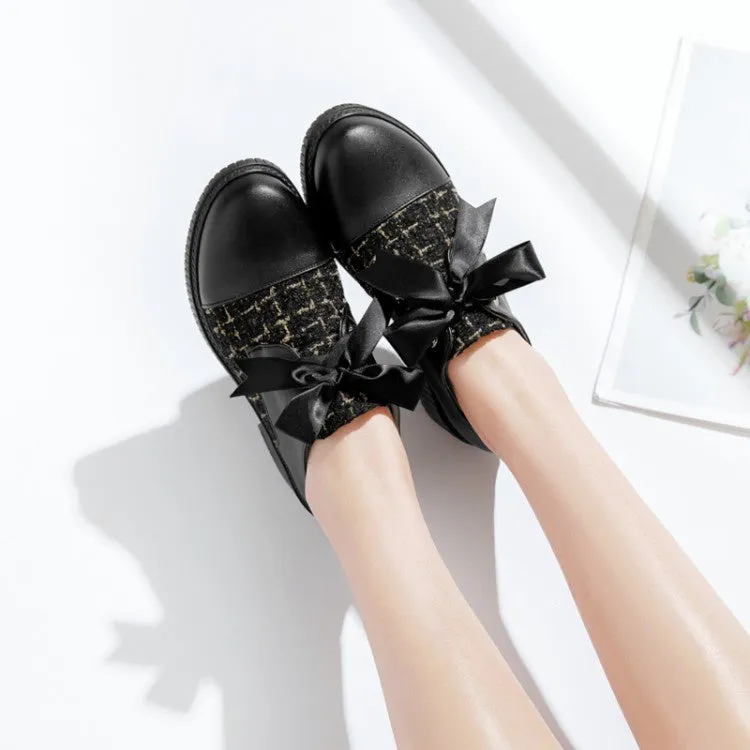 Naked With Heels Women's Lace Up Knot Chunky Heels Shoes