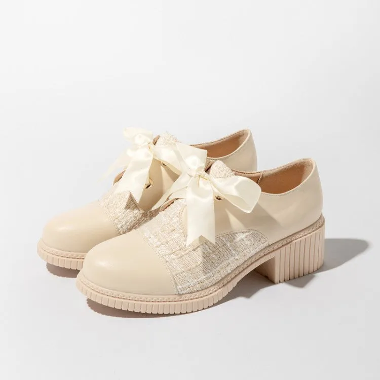 High Heels For Wide Feet Women's Lace Up Knot Chunky Heels Shoes