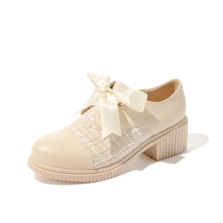 Women's Lace Up Knot Chunky Heels Shoes Beautiful Woman In High Heels