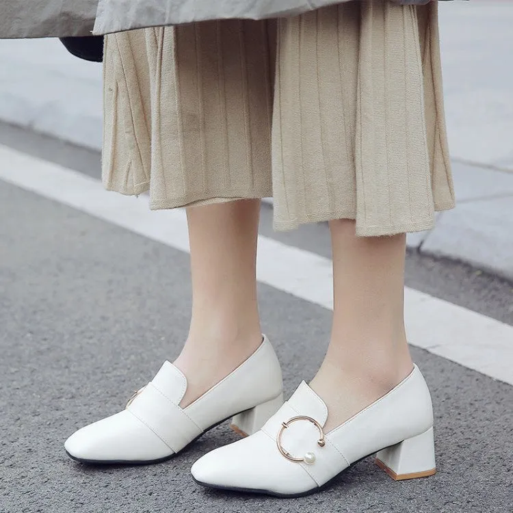 Suede Heeled Boots Women's Pearl Mid Chunky Heels Shoes