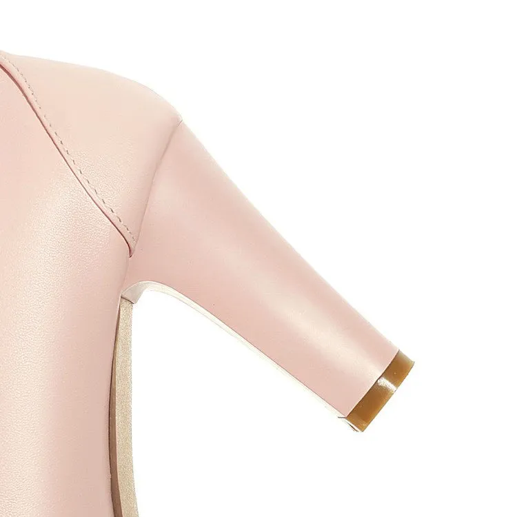 High Heel Insert Women's Platform Pumps Mary Janes Shoes with Bowtie