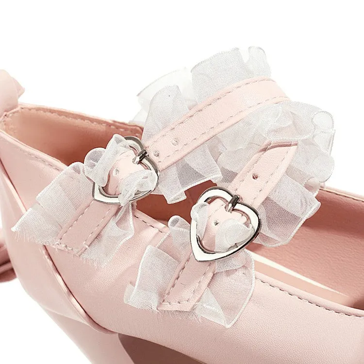 Women's Platform Pumps Mary Janes Shoes with Bowtie Types Of High Heel Shoes