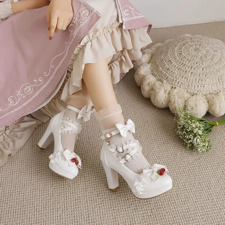 Timeless High Heels Women's Platform Pumps Mary Janes Shoes with Bowtie