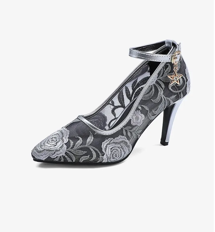 Origin Of High Heeled Shoes Women's Pointed Toe Ankle Strap High Heeled Thin Heels Pumps