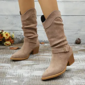 Adidas Taekwondo Lace Shoes Women's Pointed Toe Belt Buckle Casual Mid-calf Boots 81951088S