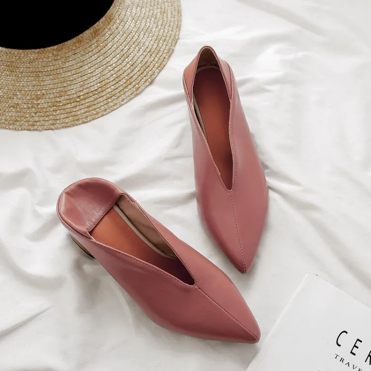 Toe Heel Shoes Women's Pointed Toe High Heeled Chunky Heels Pumps