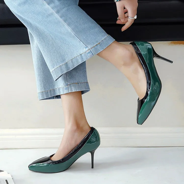 High Heels Hot Women's Pointed Toe Patent Leather Pumps High Heels