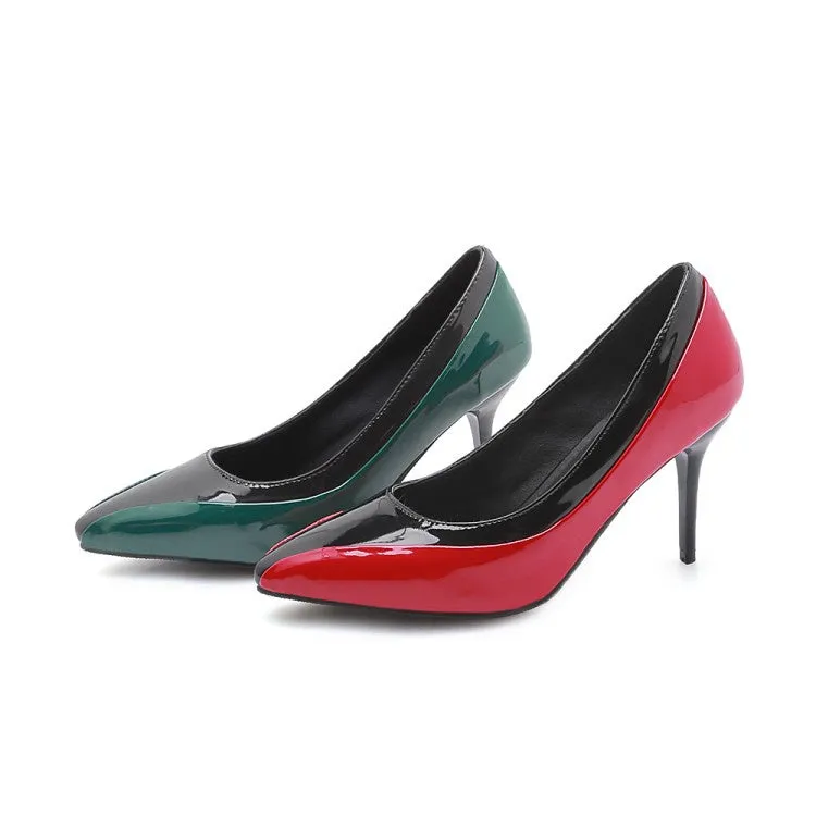 Skull High Heel Shoes Women's Pointed Toe Patent Leather Pumps High Heels