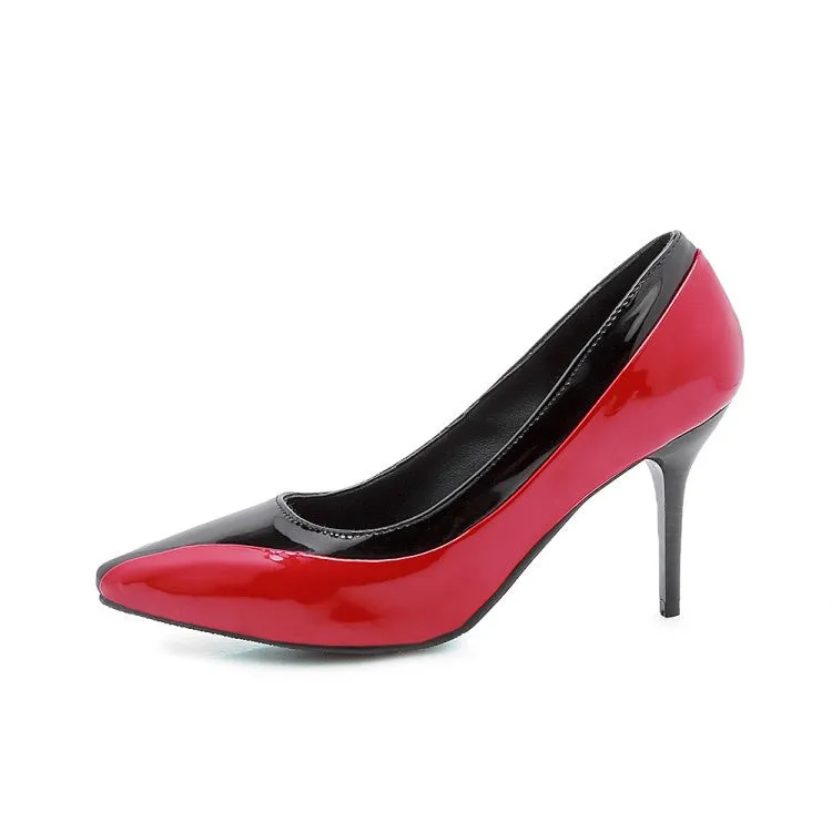 Women's Pointed Toe Patent Leather Pumps High Heels Crushing With High Heels