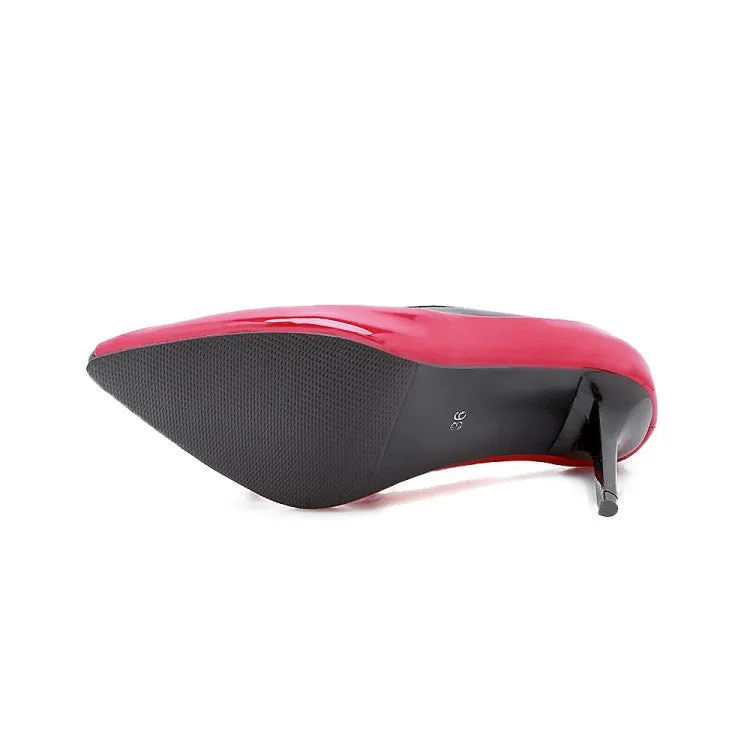 Angela White High Heels Women's Pointed Toe Patent Leather Pumps High Heels