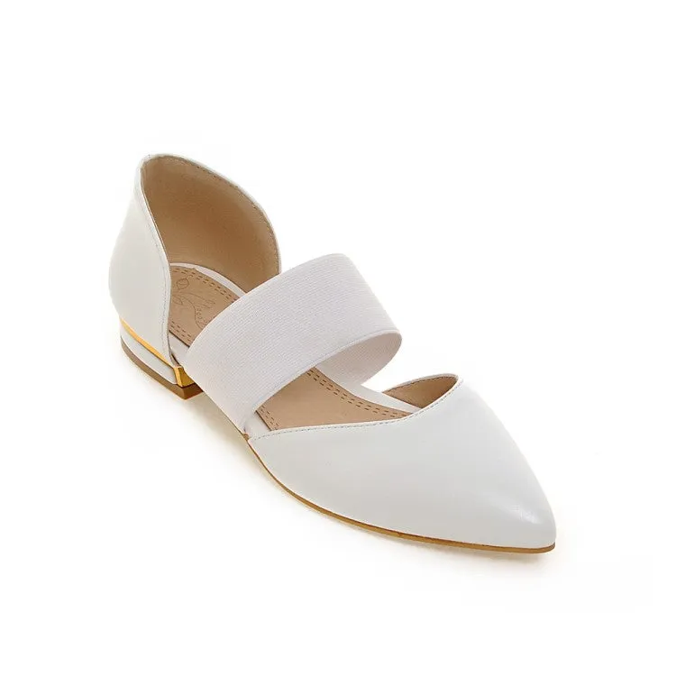Women's Pointed Toe Solid Color Ankle Wrap Flat Sandals Wedding Dresses With Flat Shoes