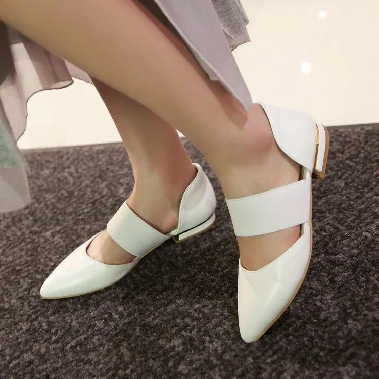 Women's Pointed Toe Solid Color Ankle Wrap Flat Sandals Flat Foot Shoe