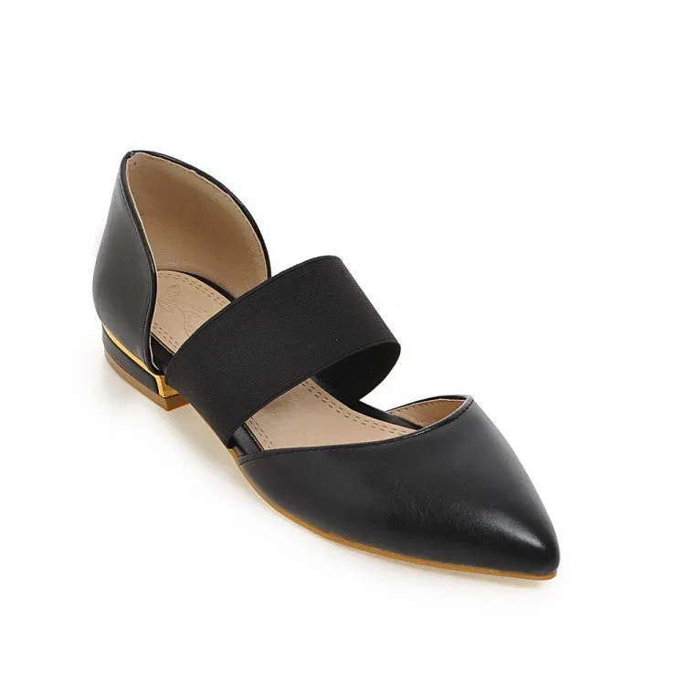 Women's Pointed Toe Solid Color Ankle Wrap Flat Sandals Flat Shoes To Wear With Jeans