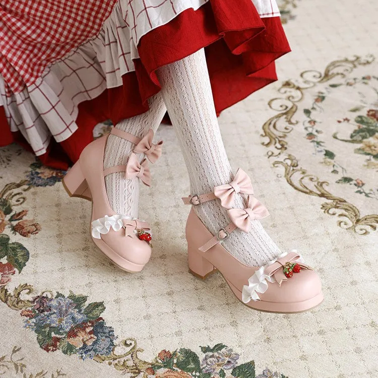 Women's Pumps High Heel Mary Janes Shoes with Bowtie Who Wear High Heels