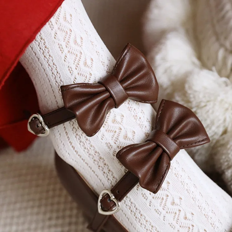 Women's Pumps High Heel Mary Janes Shoes with Bowtie 2.5 High Heels