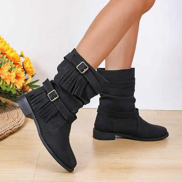 Adidas Forum Bonega Low Shoes Women's Retro Belt Buckle Tassel Casual Boots Short Boots 68755514S