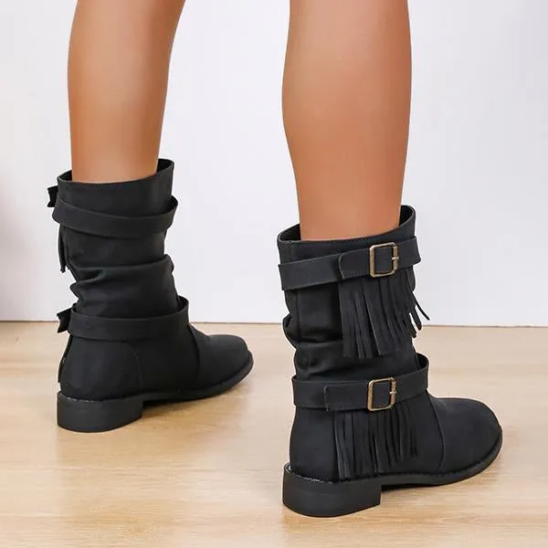 Women's Retro Belt Buckle Tassel Casual Boots Short Boots 68755514S Adidas Nmd Runner Shoes