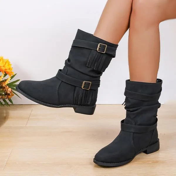 Women's Retro Belt Buckle Tassel Casual Boots Short Boots 68755514S Adidas Originals Gazelle Bold Quartz/core Shoe
