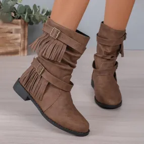 Adidas Samba Hemp Shoes Women's Retro Belt Buckle Tassel Casual Boots Short Boots 68755514S